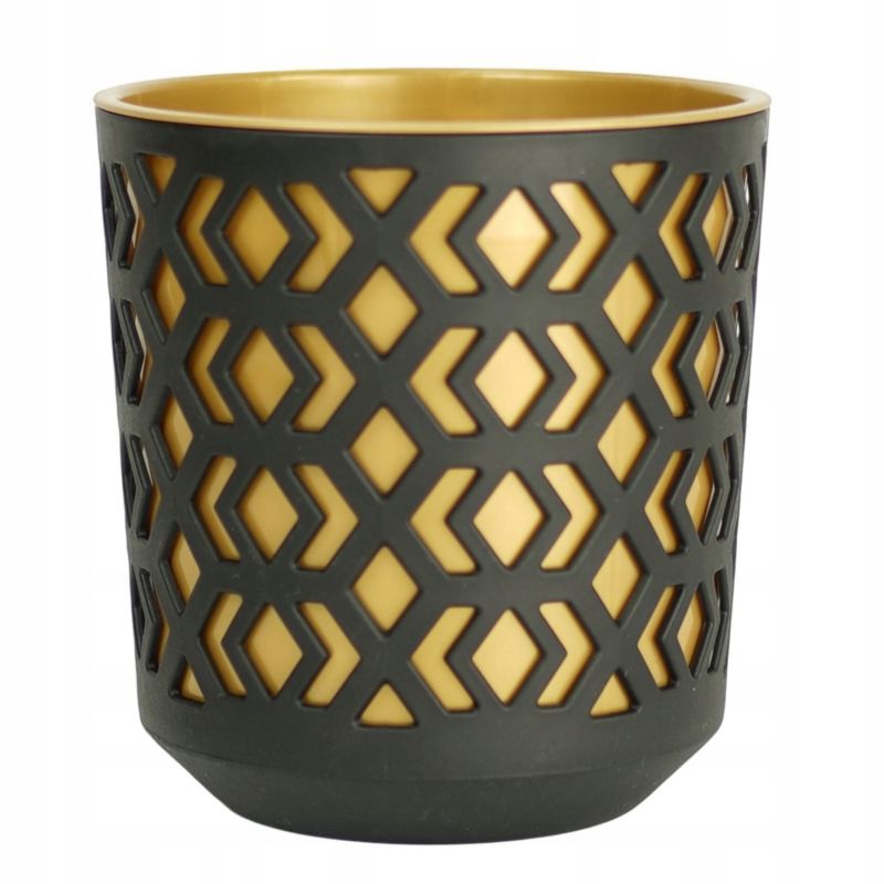 Doniczka FEINZ Dekoracyjna Na Kwiaty Okrągła Aurora Fi 14Cm 1,7L Czarno Złota 1 szt.