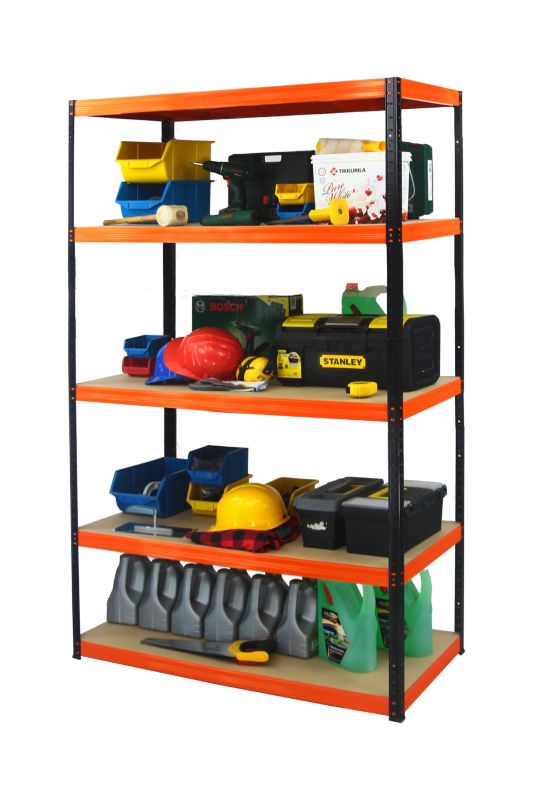 Regał metalowy MODO24 magazynowy czarno-pomarańczowy helios 213x180x60cm 5 półek po 275 kg 1 szt.