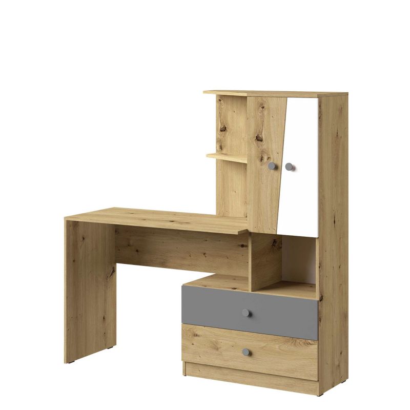 Biurko MIRJAN 24 Nero 11 dąb artisan / biały / szary 1 szt.