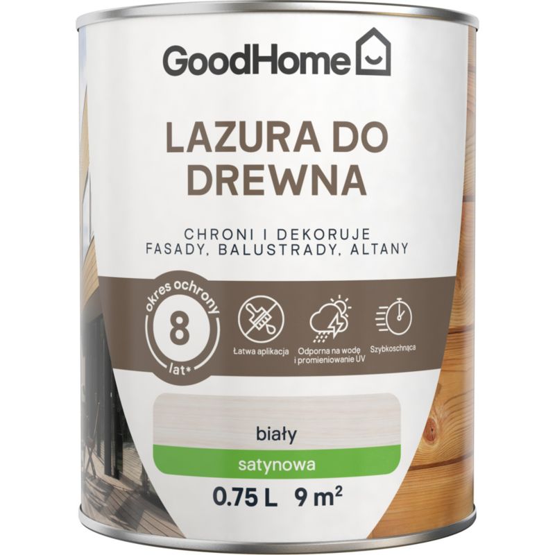 Lazura GoodHome 8 lat biała 0,75 l
