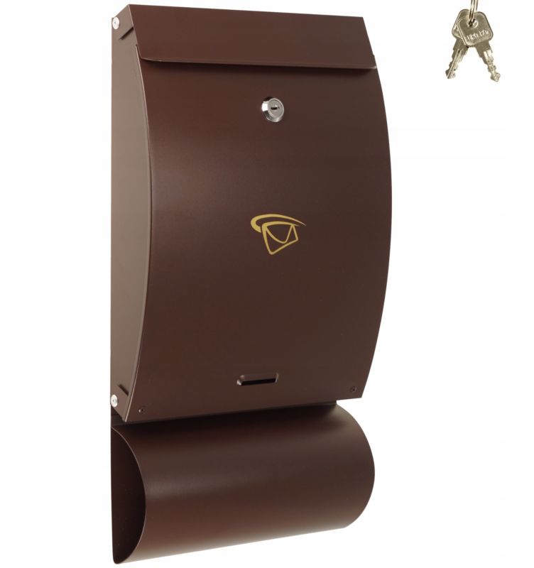Skrzynka FEINZ Na Listy Pocztowa Wrzutnik Gazetnik 46 X 25 Cm Duża Brąz 1 szt.