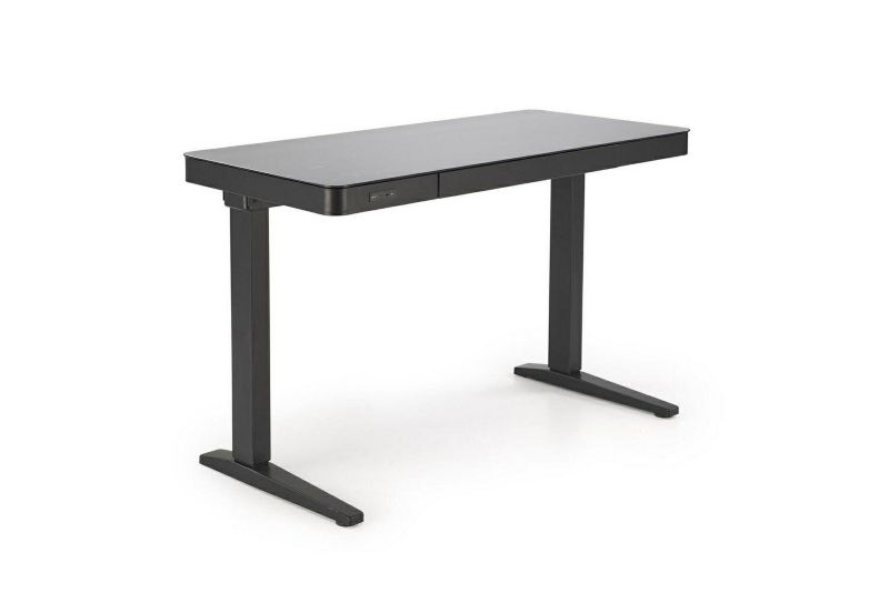 Biurko Alembe INTESI biurko nowoczesne z regulacją wysokości czarne szklane z portem USB 1 szt.