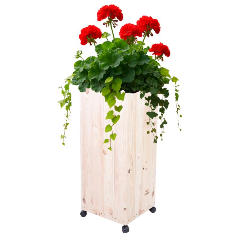 Donica drewniana MODO24 96x37x37 cm impregnowana bezbarwnie na kółkach 1 szt.