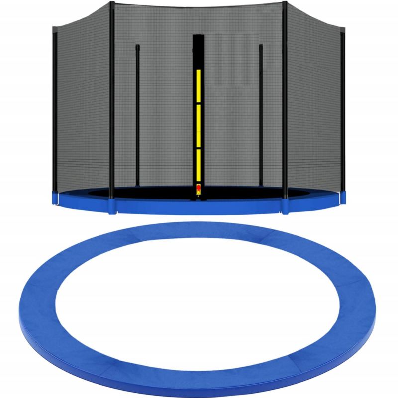 Siatka do trampoliny zewnętrzna z osłoną na sprężyny Springos 366 cm 12 FT 8 słupków niebieska 1 kpl.