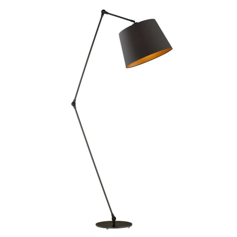 Lampa stojąca Volta Light Factory podłogowa przegubowa regulowana z abażurem czarny ze złotem stożek SOUL 1szt.