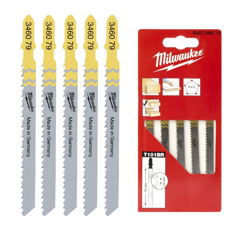 Brzeszczoty do wyrzynarki Milwaukee 75mm 2,5 mm zęby odwrócone 5szt