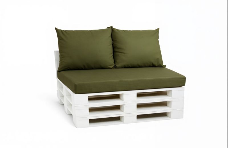 Zestaw 3 poduszek na paletę, Setgarden, 120x60x10 cm, 2x60x50cm oparcie,, Zielona dwustronne poduszki na meble ogrodwe, 1szt