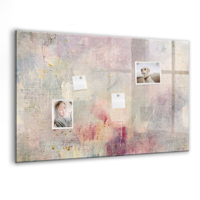 Szklana tablica magnetyczna Wallfluent 90x60 cm Malowana abstrakcja Czarny marker 1 szt.