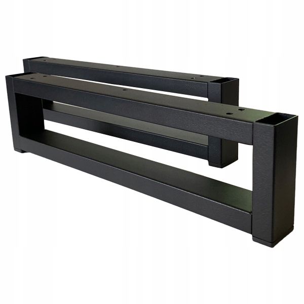 Nogi metalowe nóżki Loft Industrial czarne 40x10 cm Profil 4x2 cm 2 szt DREWik