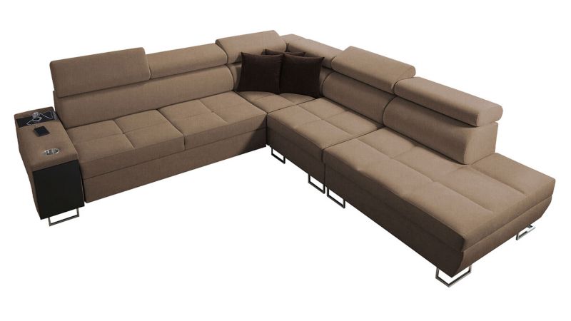 Narożnik z barkiem MIRJAN 24 Morena IX prawy ciepły brąz + gorzka czekolada 1 szt.