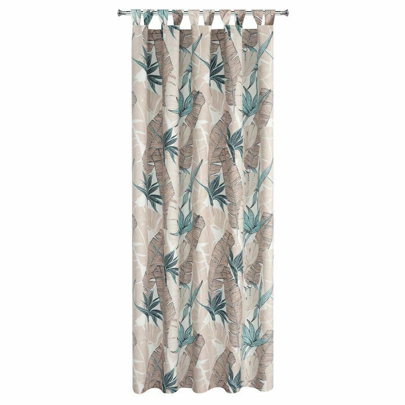 Zasłona ogrodowa Eurofirany 155x200 cm beżowo zielona z motywem liści bananowca wodoodporna do ogrodu na taras na szelkach 1 szt.