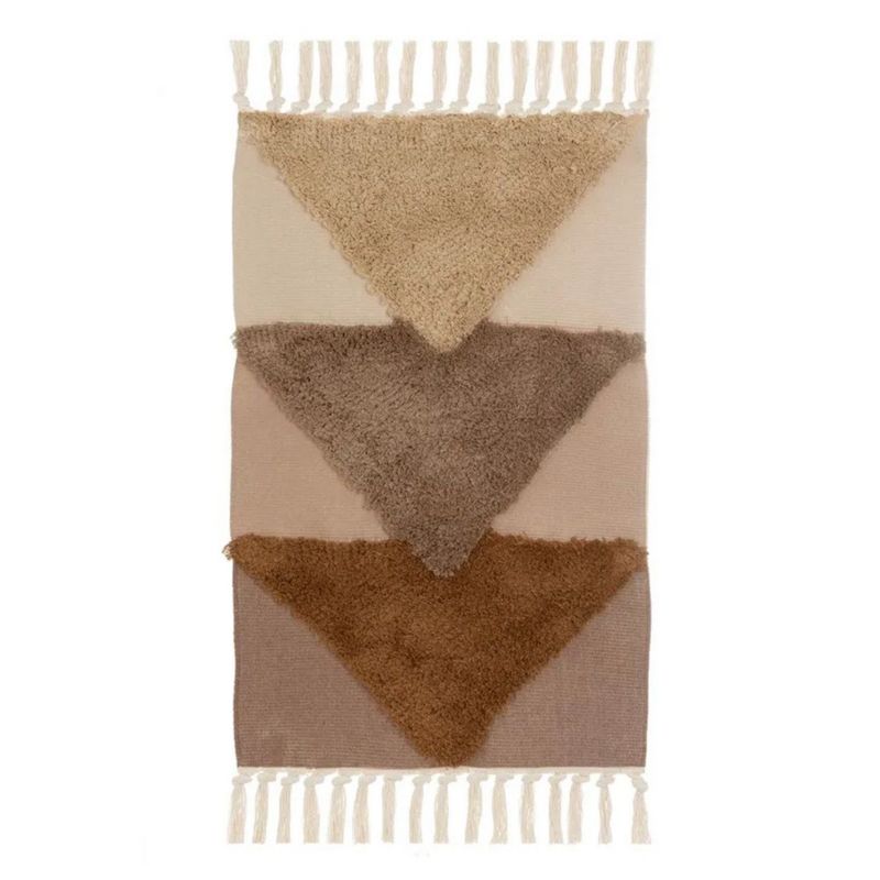 Dywanik Natur z geometrycznym nadrukiem HowHomely brązowy z bawełną 50x80 cm 1 szt.