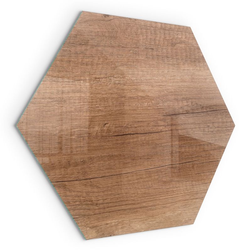 Szyba Heksagon przed Kominek Wallfluent h40 cm Ochrona Podłogi przed Żarem Naturalny wzór drewna 1 szt.