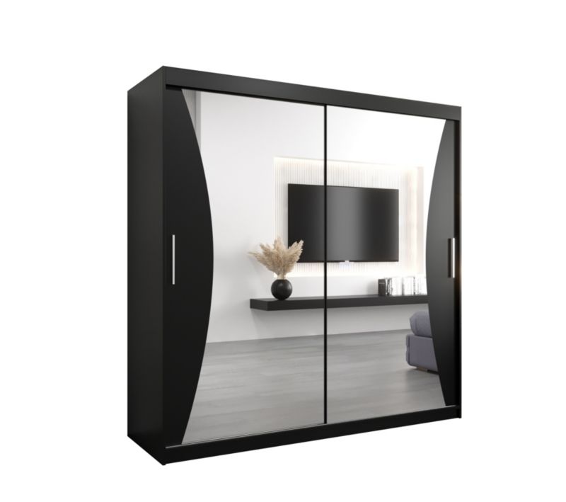 Szafa przesuwna Garderoba Abiks MONACO 200 czarny mat + czarny mat 1 szt.