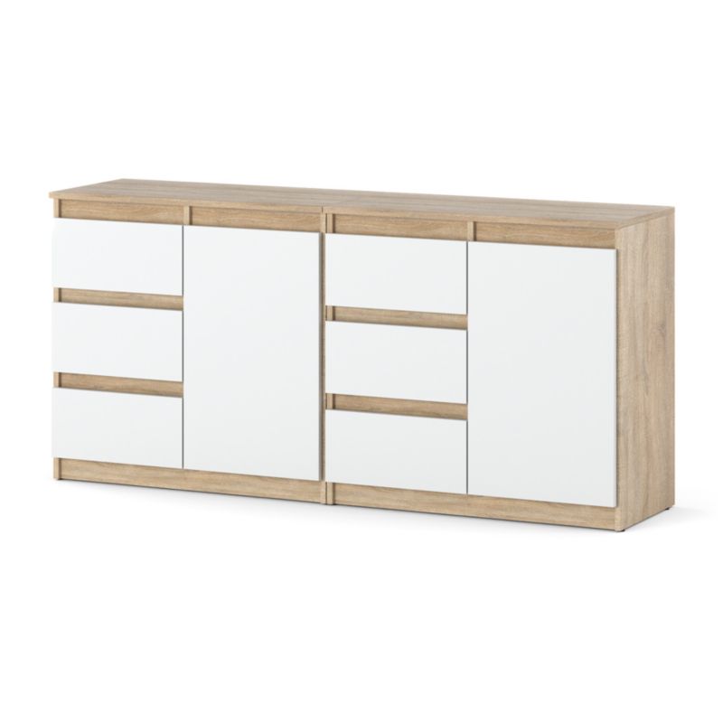 Komoda Hurtownia-Mebli Szuflady 6 Agna Mini 160cm Dąb Sonoma Biały Mat 160x35x75 cm 1szt.