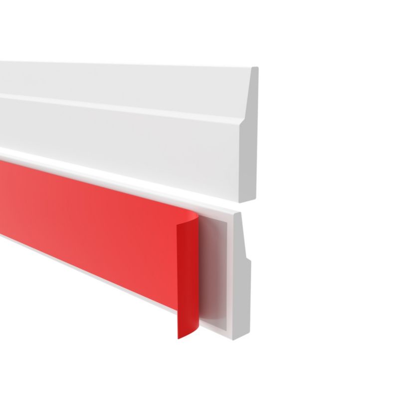 Listwa przypodłogowa samoprzylepna PVC, elastyczna listwa cokołowa, frezowana - modern, biały, RAL 9003, 32mm, 5m