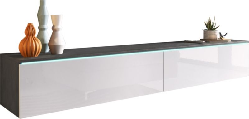 Szafka RTV MINIO go for it DONNA 180 cm matera/biały połysk z oświetleniem LED,1 szt.