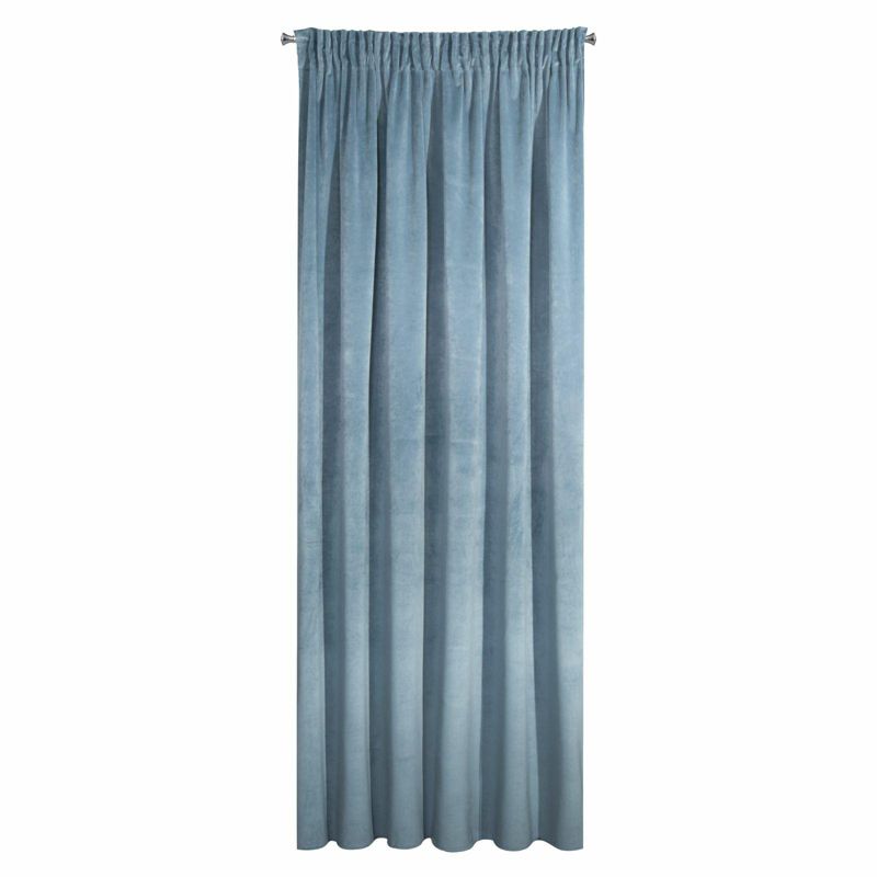 Zasłona VILLA Eurofirany 140 x 270 cm niebieska welwetowa z aksamitnym połyskiem 1 szt.