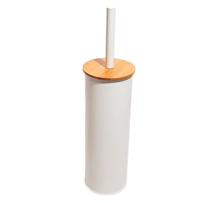 Szczotka WC Estiva Bamboo White silikonowa zamknięta z bambusowym wieczkiem biała mat 1 szt.