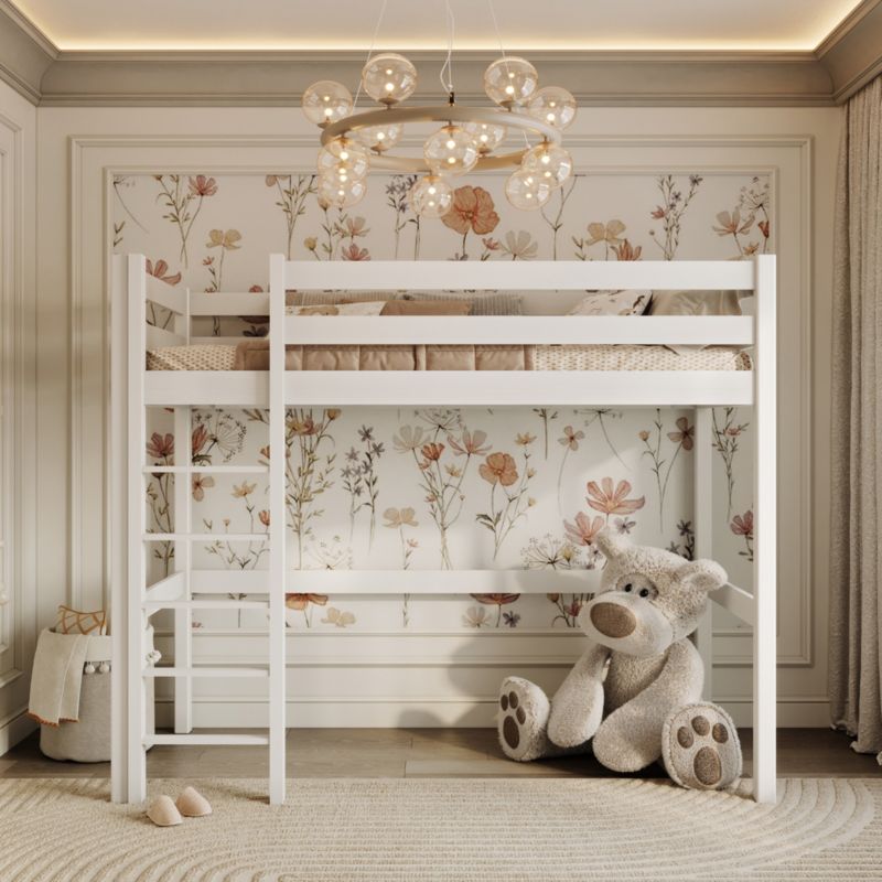 Drewniane łóżko N-WOOD na antresoli N05 biały 80x200 1szt.