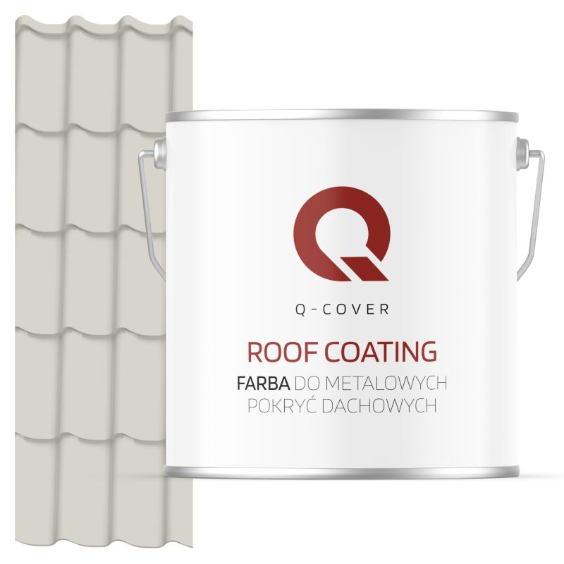 Farba do Metalowych Pokryć Dachowych Q-Cover Biało-szary RAL9002 Wysoki Połysk 5L