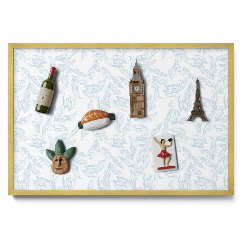 Tablica na magnesy z podróży Tulup 60x40 cm Regularny wzór liści w złotej ramie 1 szt.