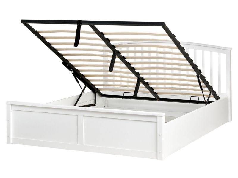 Łóżko z pojemnikiem Drewno sosnowe Clarbec 160 x 200 cm Biały 1 szt.