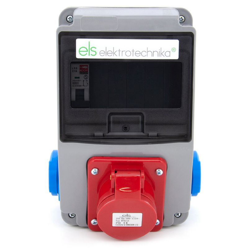 Rozdzielnica natynkowa, skrzynka elektryczna ELS Elektrotechnika 6NO21C10 2x230V 16A/5 zabezpieczona, do ogrodu, warsztatu 1 szt.