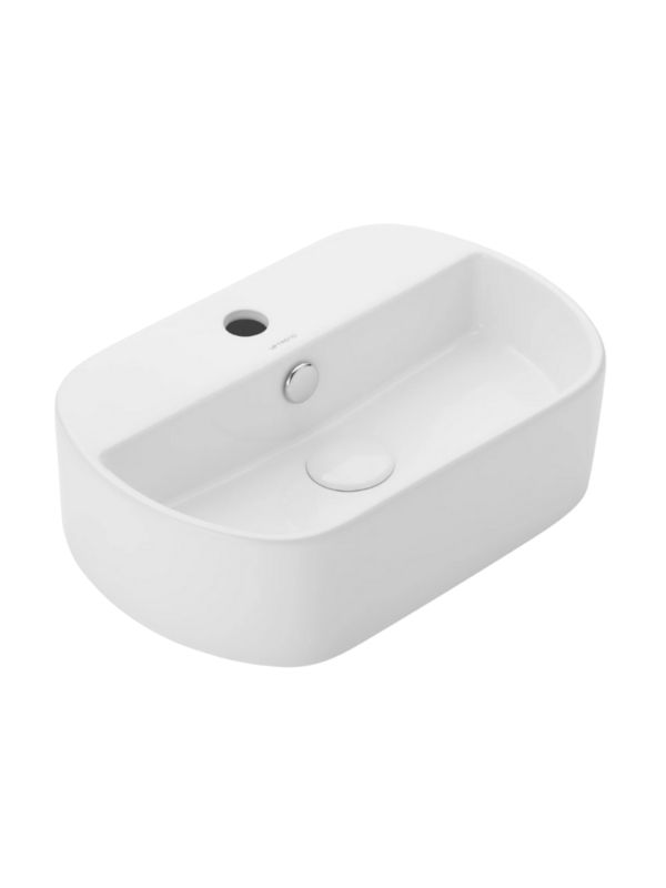 Umywalka ścienna Uptrend BATUMI biały połysk, z otworem na baterię oraz przelewem 1 szt.