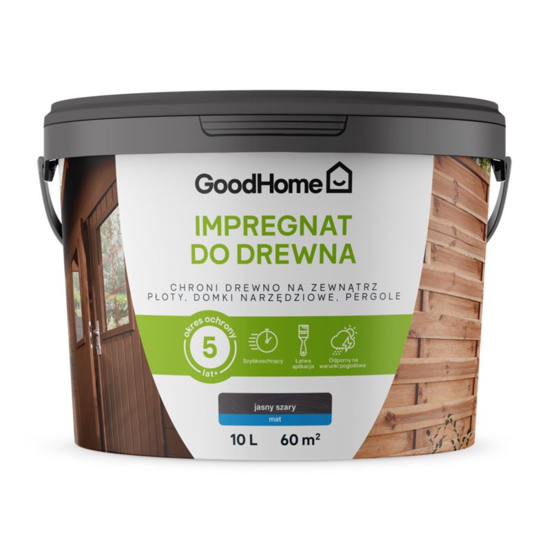 Impregnat do drewna GoodHome szary 10 l