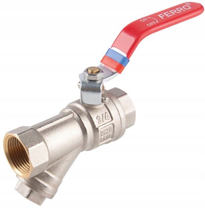 Zawór kulowy nakrętno-nakrętny z dźwignią z filtrem F-Power 19.05 mm 1 szt.