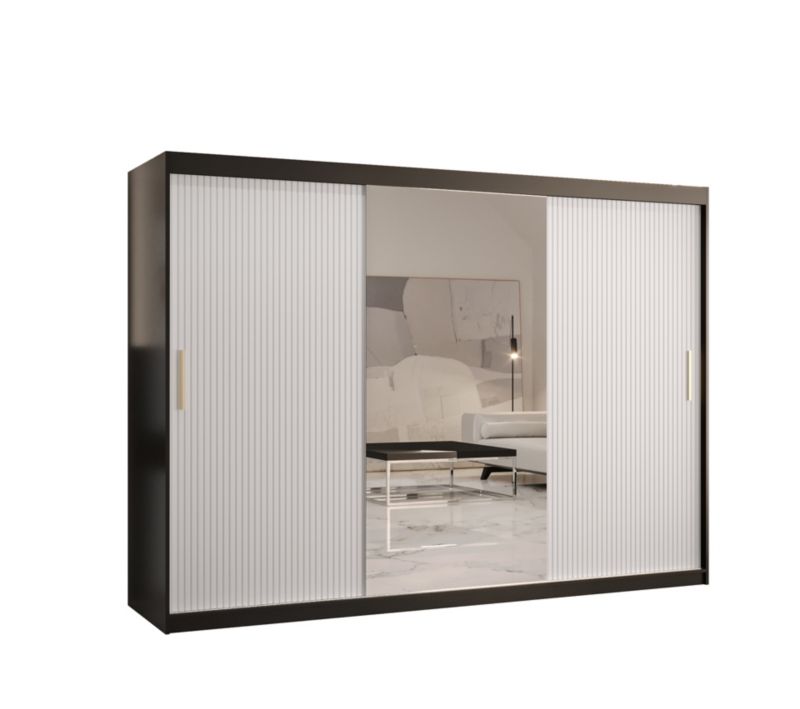 Szafa przesuwna Abiks RIFLO SLIM 2 250 czarny mat+ biały mat 1 szt.