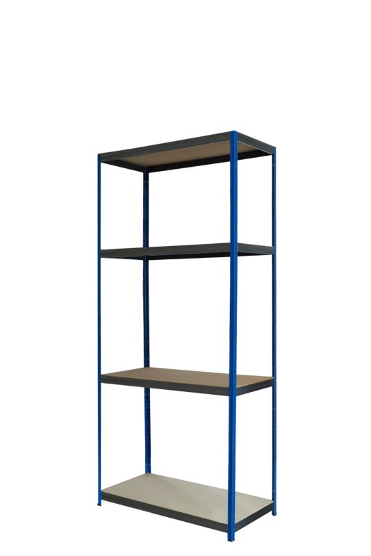 Regał metalowy MODO24 magazynowy garażowy niebiesko-grafitowy helios 180x100x30cm 4 półki po 275 kg 1 szt.