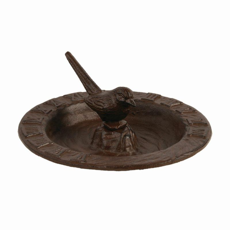 Poidło dla ptaków z zegarem słonecznym Esschert Design z żeliwa dekoracyjne 9x24x24 cm 1 szt.