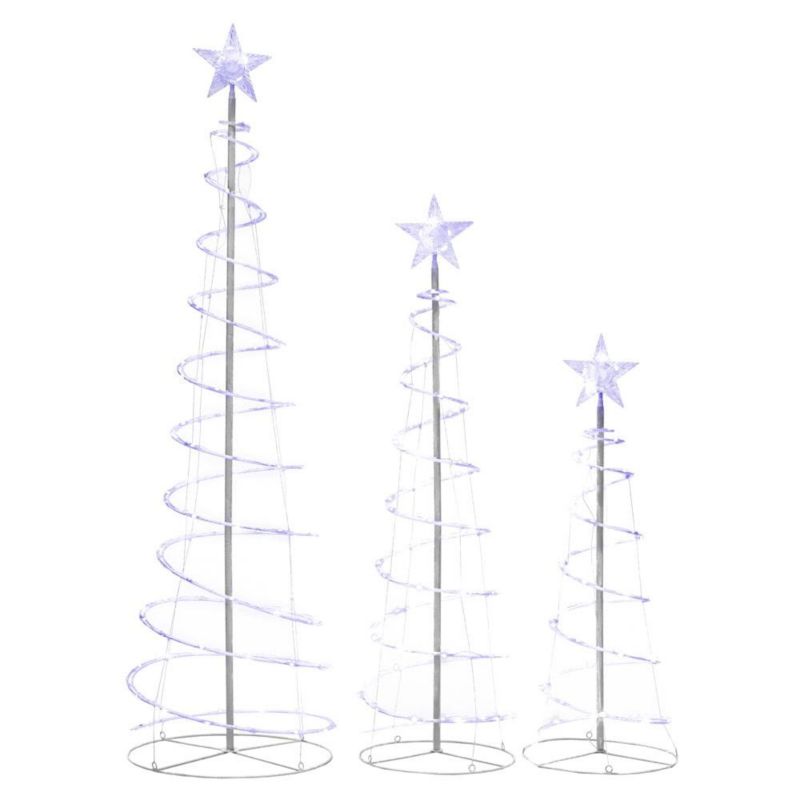 Choinka zewnętrzna LED Mirpol Spiralna komplet biała 3 szt.