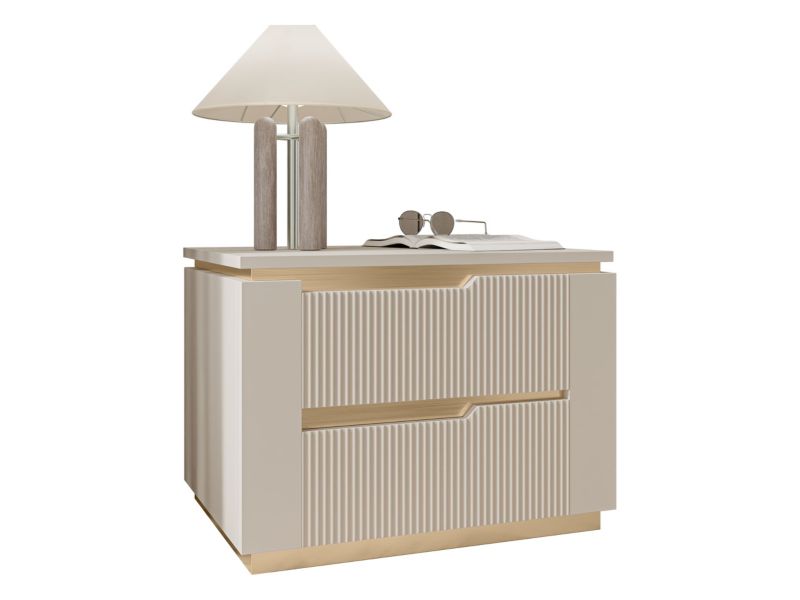 Stolik nocny MIRJAN 24 Hilafin 2S beż piaskowy + złoty 1 szt.