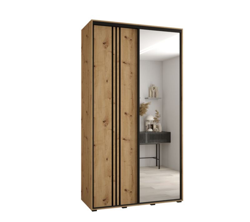 Szafa przesuwna Abiks DAVOS 7 wysoka szer.130cm gł.60cm artisan/artisan/czarny 1szt.