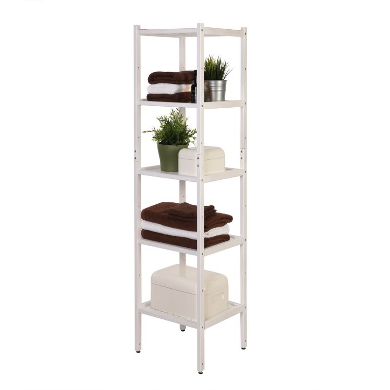 Regał łazienkowy MODO24 drewniany 5 półek 152 x 38 cm biały 1 szt.