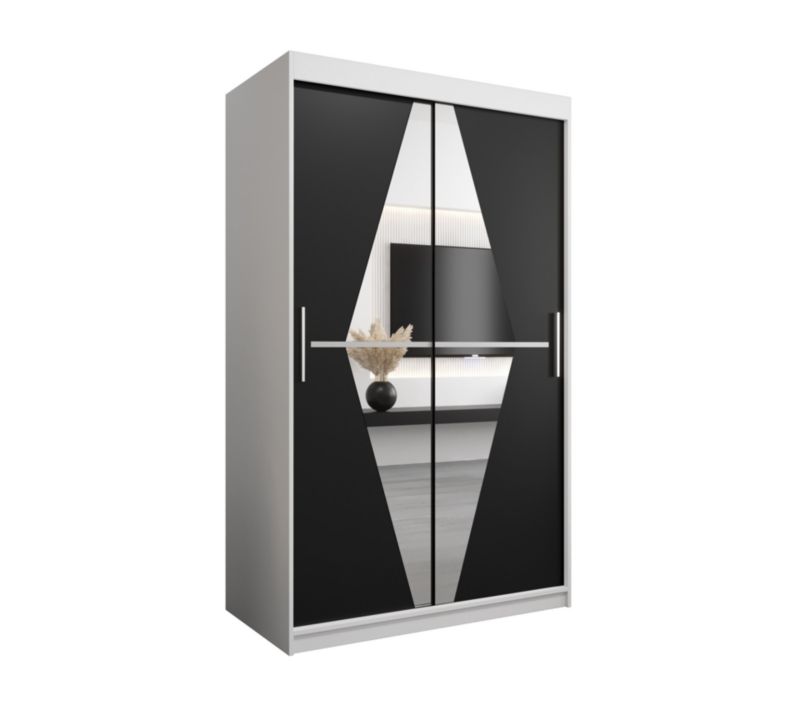 Szafa przesuwna Garderoba Abiks BOLIWIA 120 biały mat + czarny mat 1 szt.