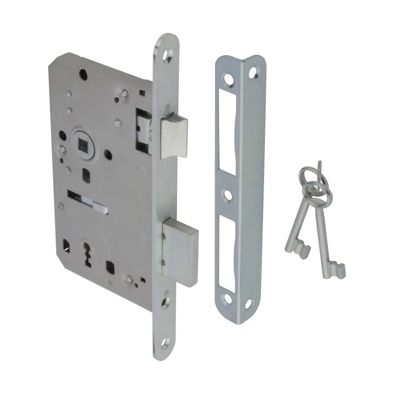 Zamek wpuszczany Jania 72/60 na klucz ocynkowany biały