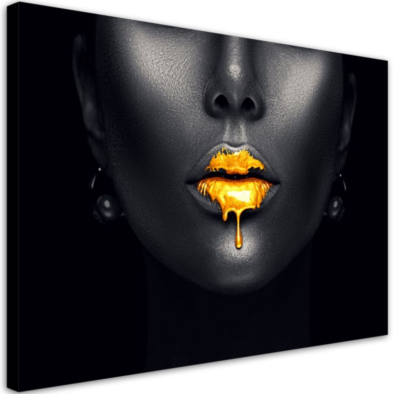 Obraz na płótnie Feeby Złote Usta Kobieta Styl Glamour 120x80cm 1szt