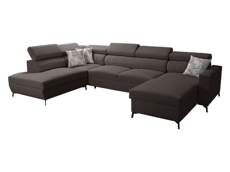 Narożnik z funkcją spania MIRJAN 24 Baltico VI prawy mglisty brąz/wzór w liście 1 szt.