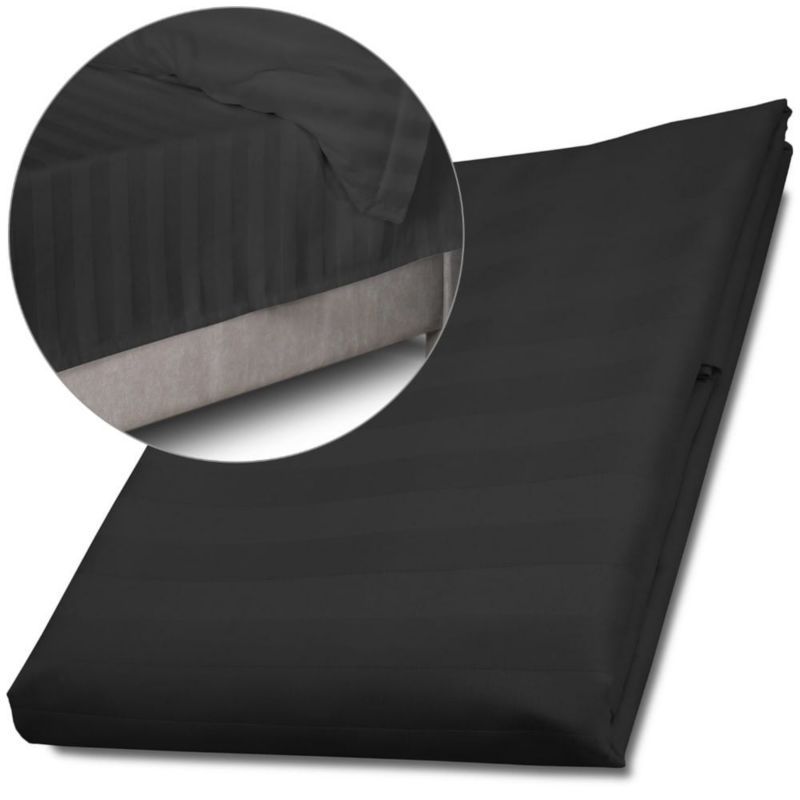 Prześcieradło bambusowe Darymex satyna bawełniana 160x240 Bamboo paski, czarne 1 szt.