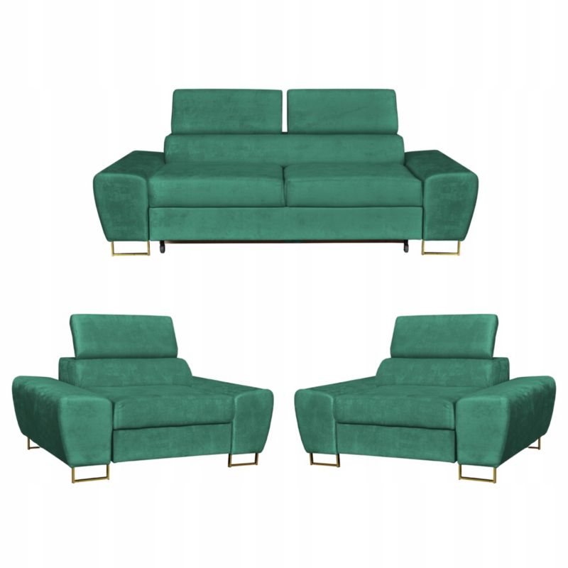 Zestaw mebli do salonu sofa i fotele Family Meble Bosso zielone 1szt