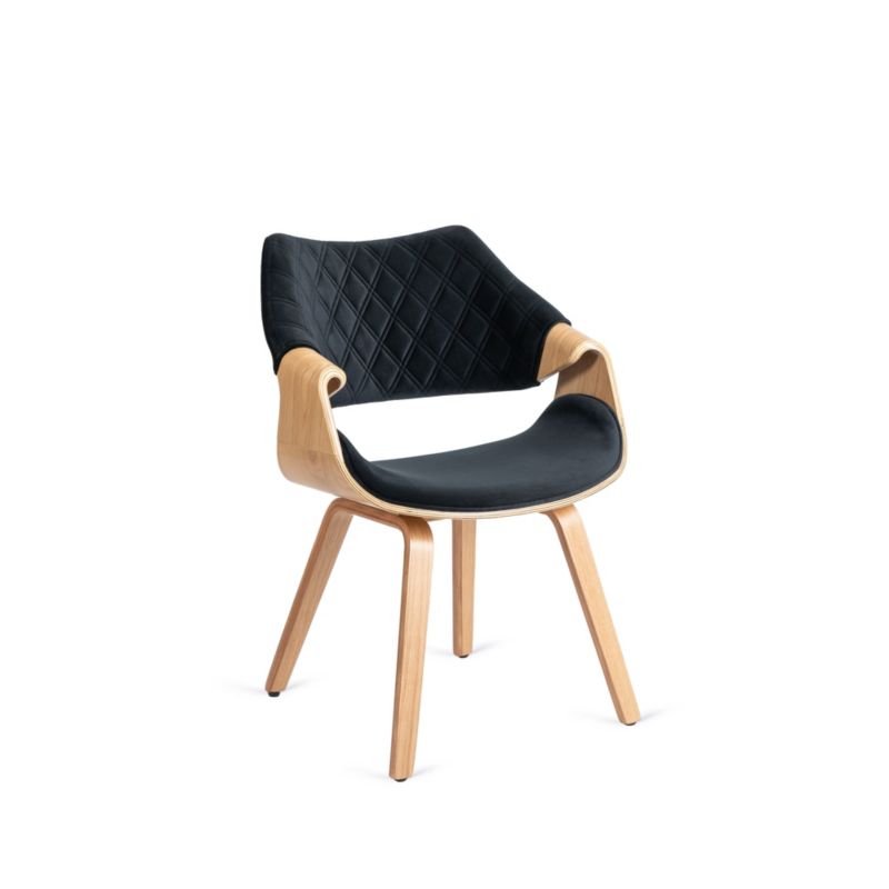 Krzesło Mebel Elite LUISE Tapicerowane Drewniane Do Salonu Jadalni Loft Welurowe Czarne 1 szt