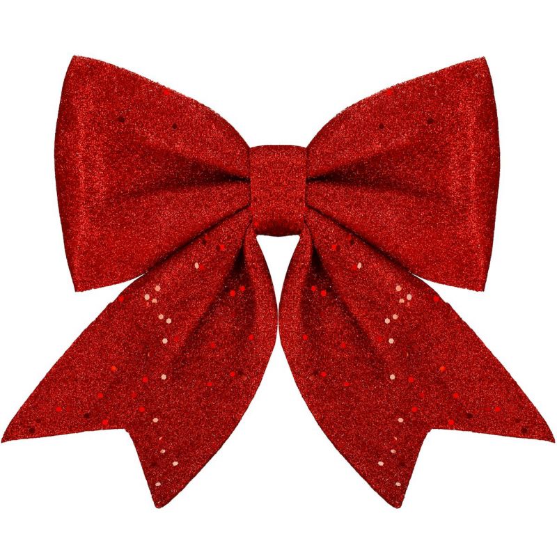 Kokardka na choinkę Springos brokatowa 20 cm czerwona 1 szt.