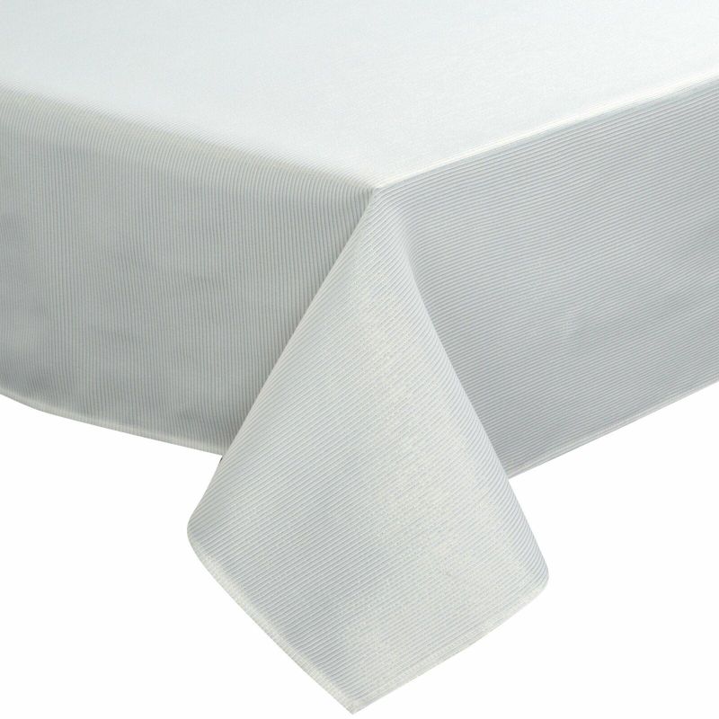 Obrus ALISA Eurofirany 140 x 180 cm biały zdobiony złotą nicią tworzącą wzór poziomych pasków 1 szt.