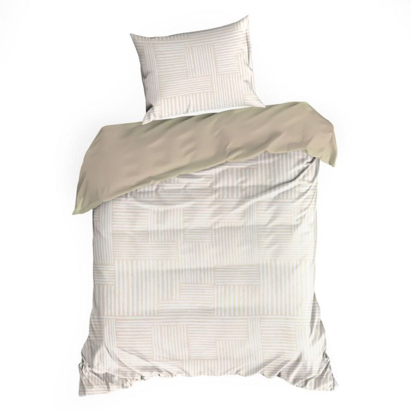 Pościel SPRING/80 Eurofirany brush stripes 140x200 cm satyna kremowo beżowa 1kpl.