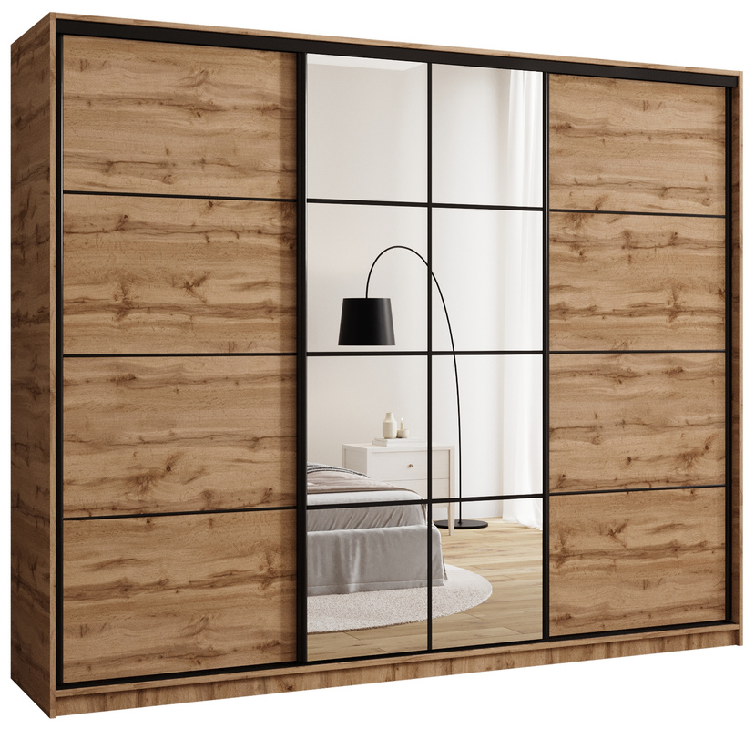 Pojemna trzydrzwiowa szafa przesuwna z lustrem 250 cm EDGE