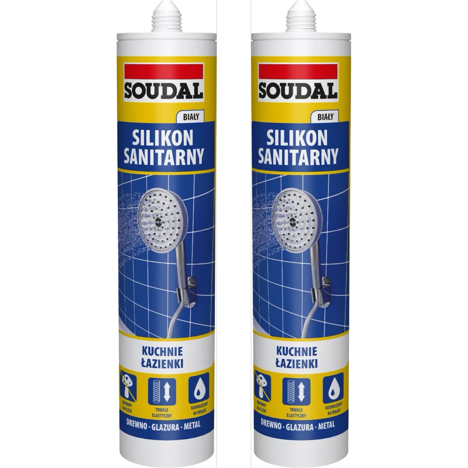 Soudal Silikon Sanitarny Biały DUO-PACK 560 ml